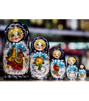 Poupée Russe 5p Décor Hiver