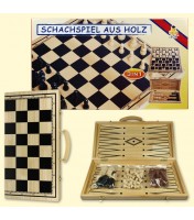 Ensemble de jeux en bois (Набор 3 в 1 (шахматы,шашки,нарды), дерево, доска 45х45 см)