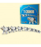 Figurines porcelaine "Набор статуэток "7 слонов" голубые, 11x9 cм"