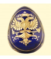  œuf De Pâques couler bleu,"aigle à deux têtes"."Двухглавый орёл" с монограммой, В-9 см, Д-7,5 см