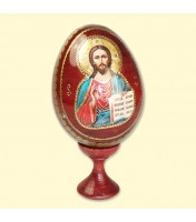 Oeuf de Pâques avec une icône en bois . "Вседержитель", 9 см